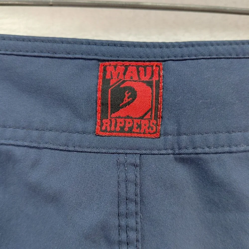 Maui Rippers Board Shorts Mens 36 Blue Cargo Swim Suit Trunks Surf Pockets Beach
